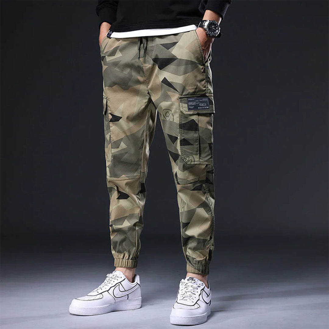 Herren Cargo Jogger – Baumwolle – Camouflage – Elastischer Bund – Seitentaschen