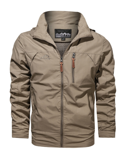 Herren Outdoor Jacke – Winddicht & Wasserabweisend – Kapuze & Reißverschlusstaschen