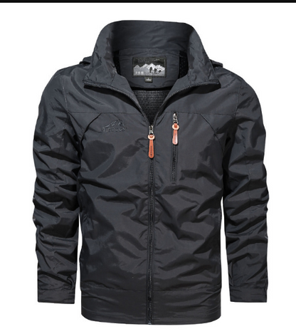 Herren Outdoor Jacke – Winddicht & Wasserabweisend – Kapuze & Reißverschlusstaschen