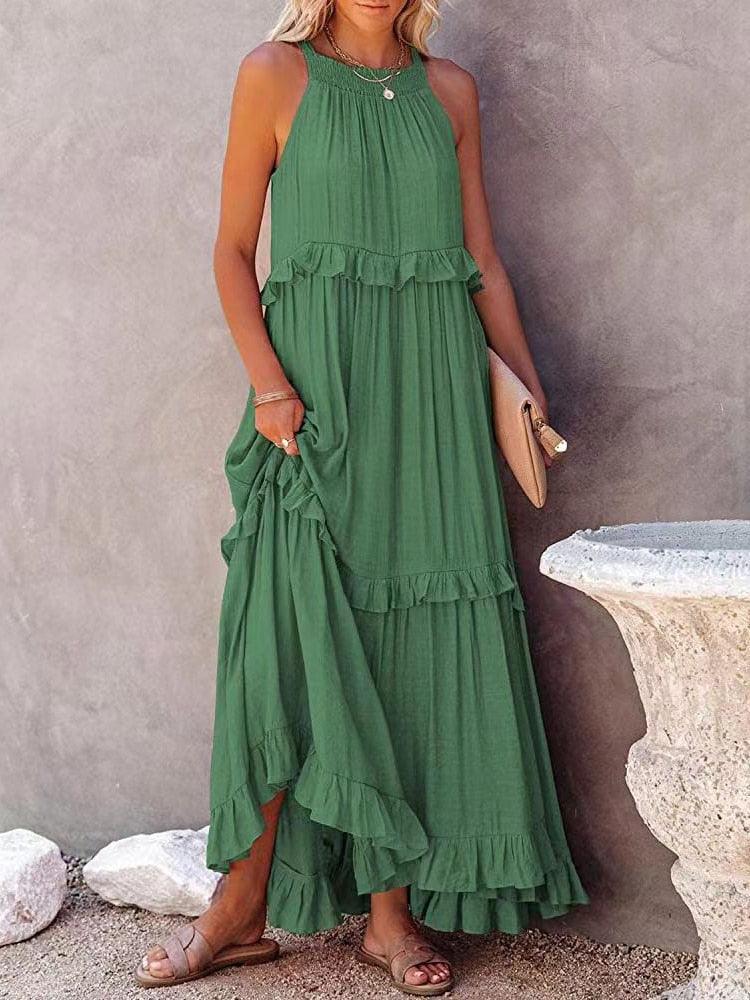 Elegante Damen Midi-Kleid – Leichtes Sommerkleid mit V-Ausschnitt