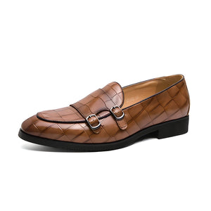 Herren Loafer - Echtleder mit Krokodilprägung - Eleganter Slip-On - Spitz zulaufend