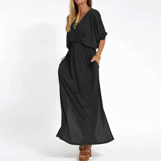 Sommerkleid Damen Charmant mit Rundhals aus Leichtem Stoff