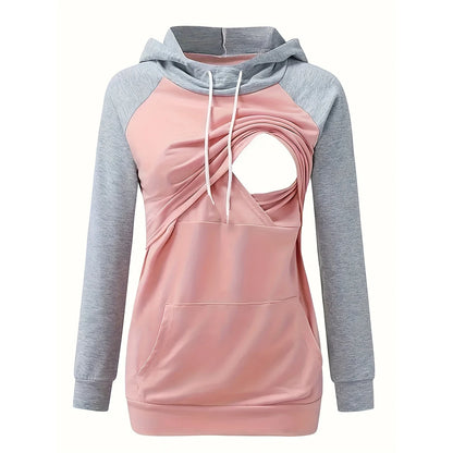 Damen Still Hoodie – Bequeme lockere Passform – Versteckte Stillöffnung – Kapuze & Kängurutasche