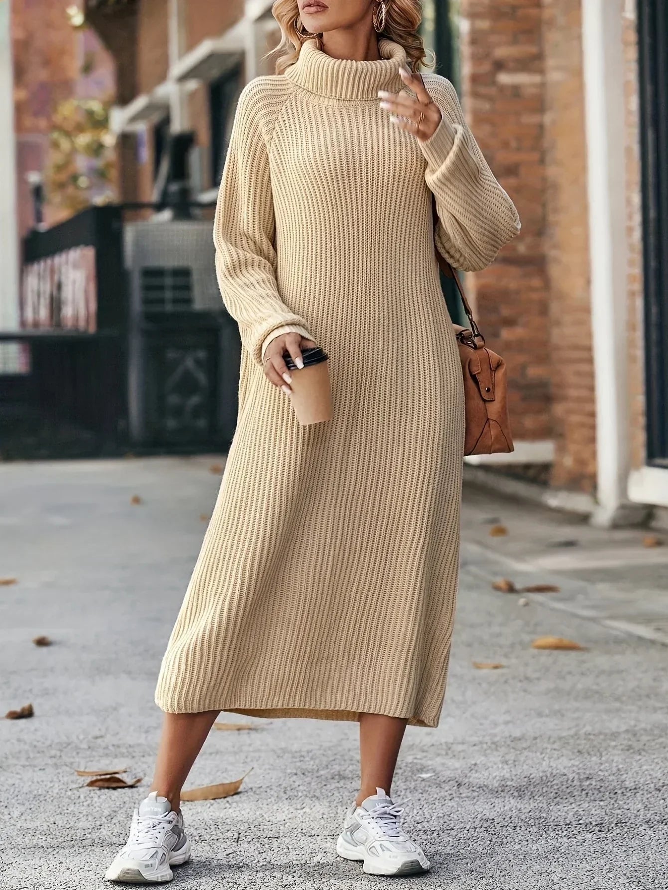 Weiche Strickpullover-Kleid für Damen - Freizeitmode