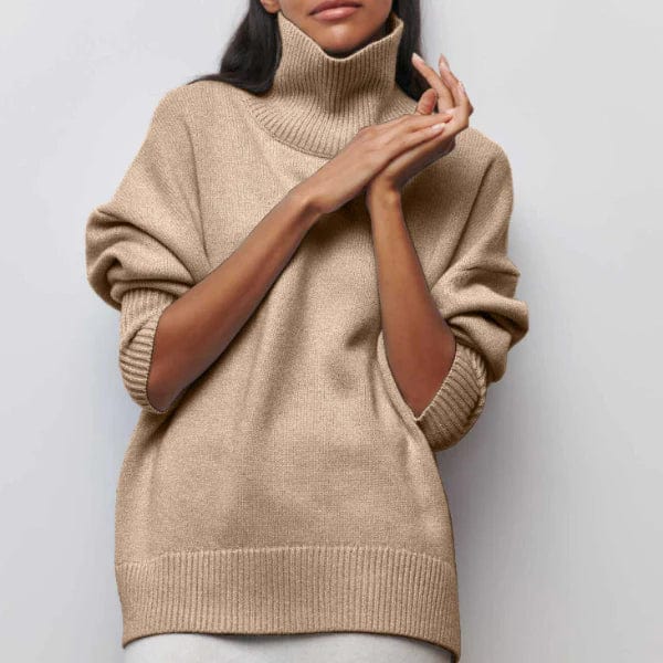 Damen Rollkragenpullover - Oversized Passform - Weiches Strickmaterial - Lange Ärmel