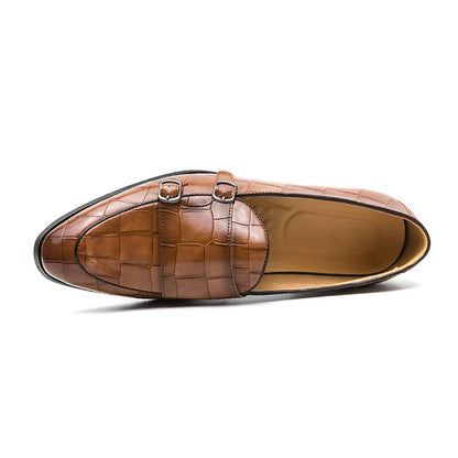 Herren Loafer - Echtleder mit Krokodilprägung - Eleganter Slip-On - Spitz zulaufend