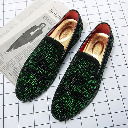 Herren Slipper - Elegantes Design - Strassverzierung - Bequeme Slip-On Loafer