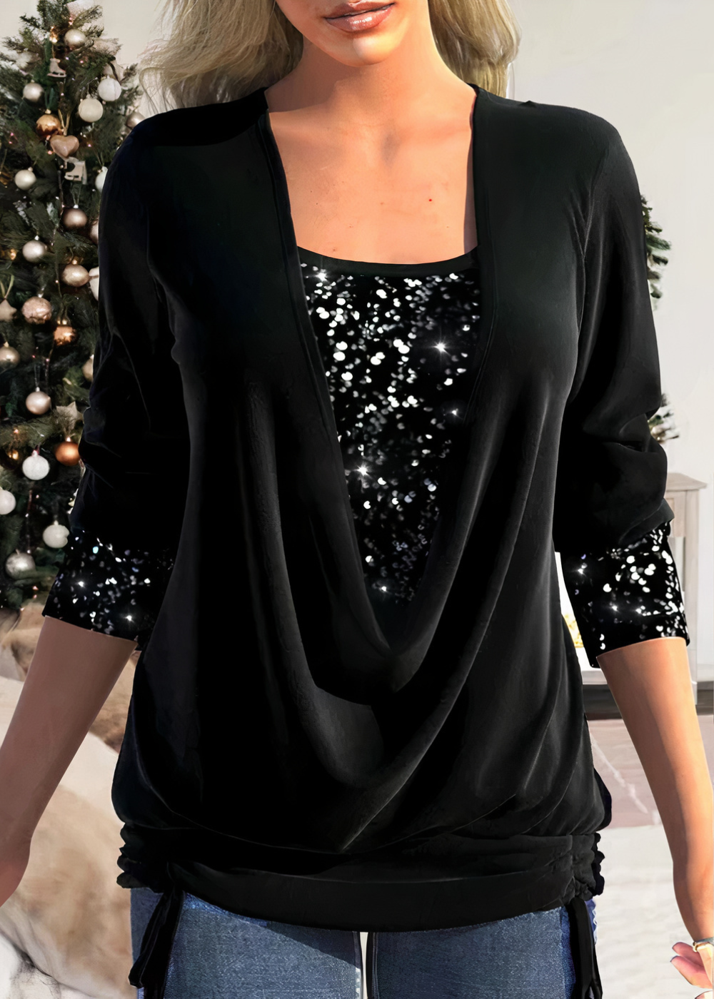 Stylische glitzerbluse für damen