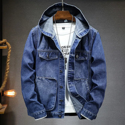 Detrick – Vintage Denimjacke mit Kapuze für Herren