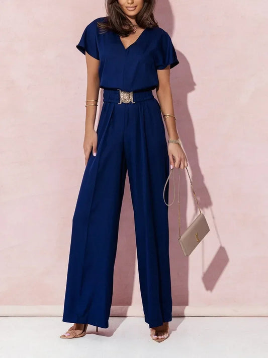 BellaVerde V-Hals Freizeit Jumpsuit Damen – Atmungsaktiv & Bequem