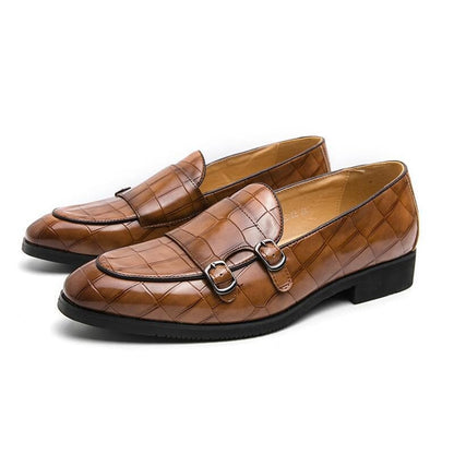 Herren Loafer - Echtleder mit Krokodilprägung - Eleganter Slip-On - Spitz zulaufend