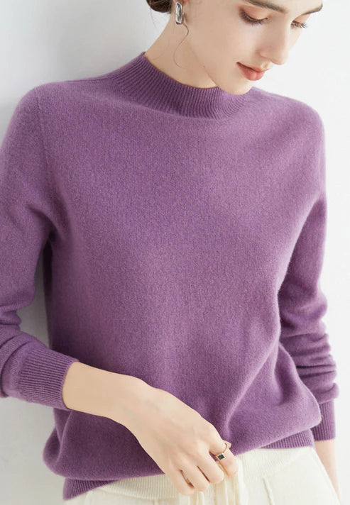 Damen Pullover – Weiche Wolle – Klassischer Rundhals – Lange Ärmel – Zeitlos Elegant