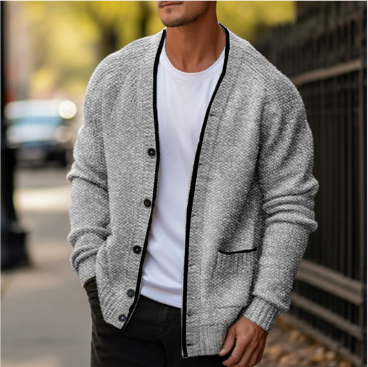 Herren Strickjacke | Atmungsaktiver Cardigan aus Baumwolle für Herbst/Winter