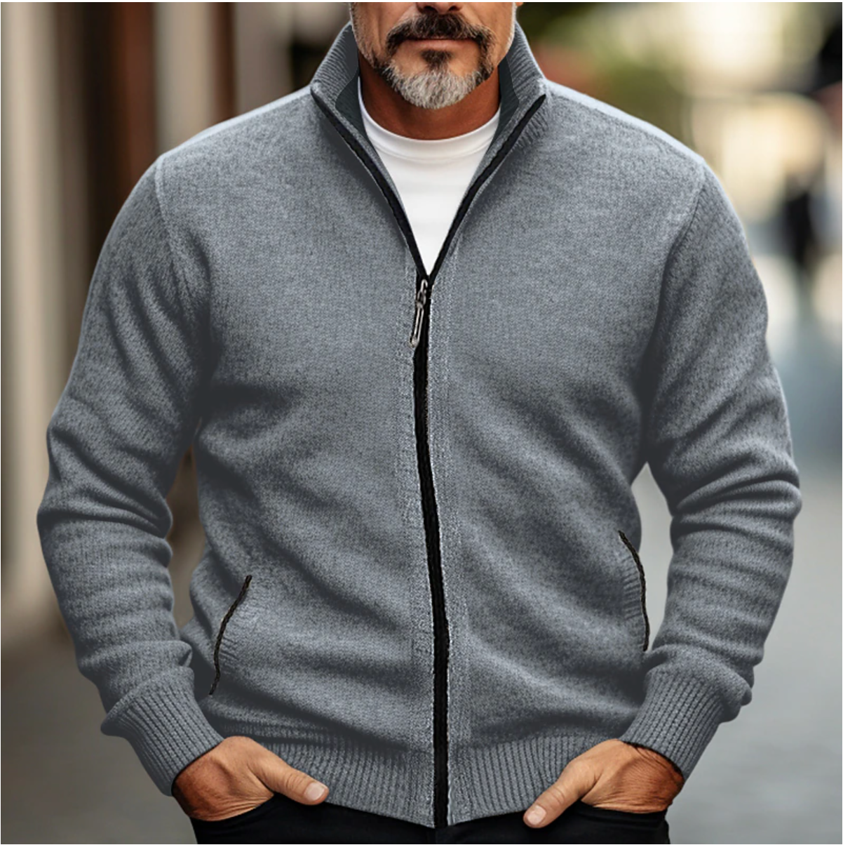 Herren Strickjacke | Atmungsaktiver Cardigan aus Baumwoll-Mix für Herbst/Winter