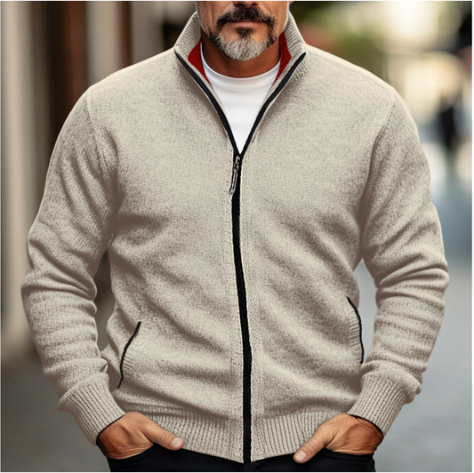 Herren Strickjacke | Atmungsaktiver Cardigan aus Baumwoll-Mix für Herbst/Winter