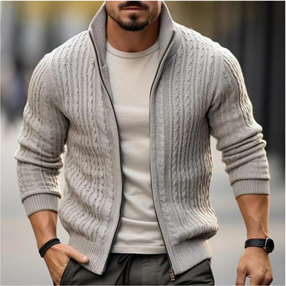 Herren-Cardigan aus Baumwoll-Mix mit Reißverschluss und modernem Design