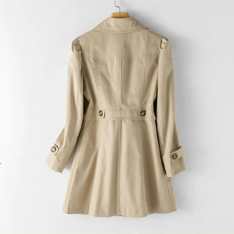 Damen Trenchcoat – Einreihig – Mittellang – Klassischer Schnitt – Notch-Kragen