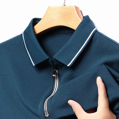 Herren Langarm Poloshirt - Moderner Schnitt - Mit Reißverschluss - Bequemer Stretch-Stoff