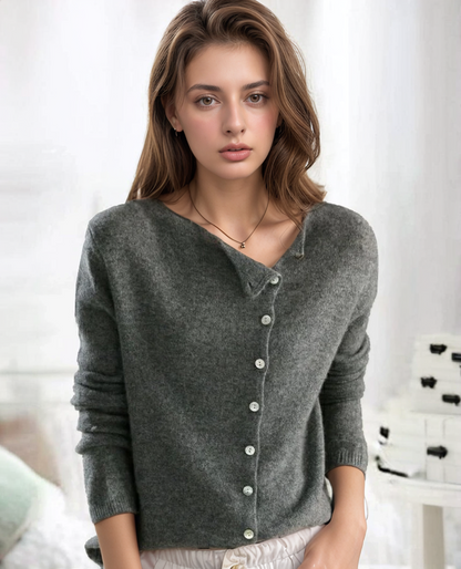 Damen Strick-Cardigan – Weiches Material – V-Ausschnitt – Knopfleiste – Lange Ärmel