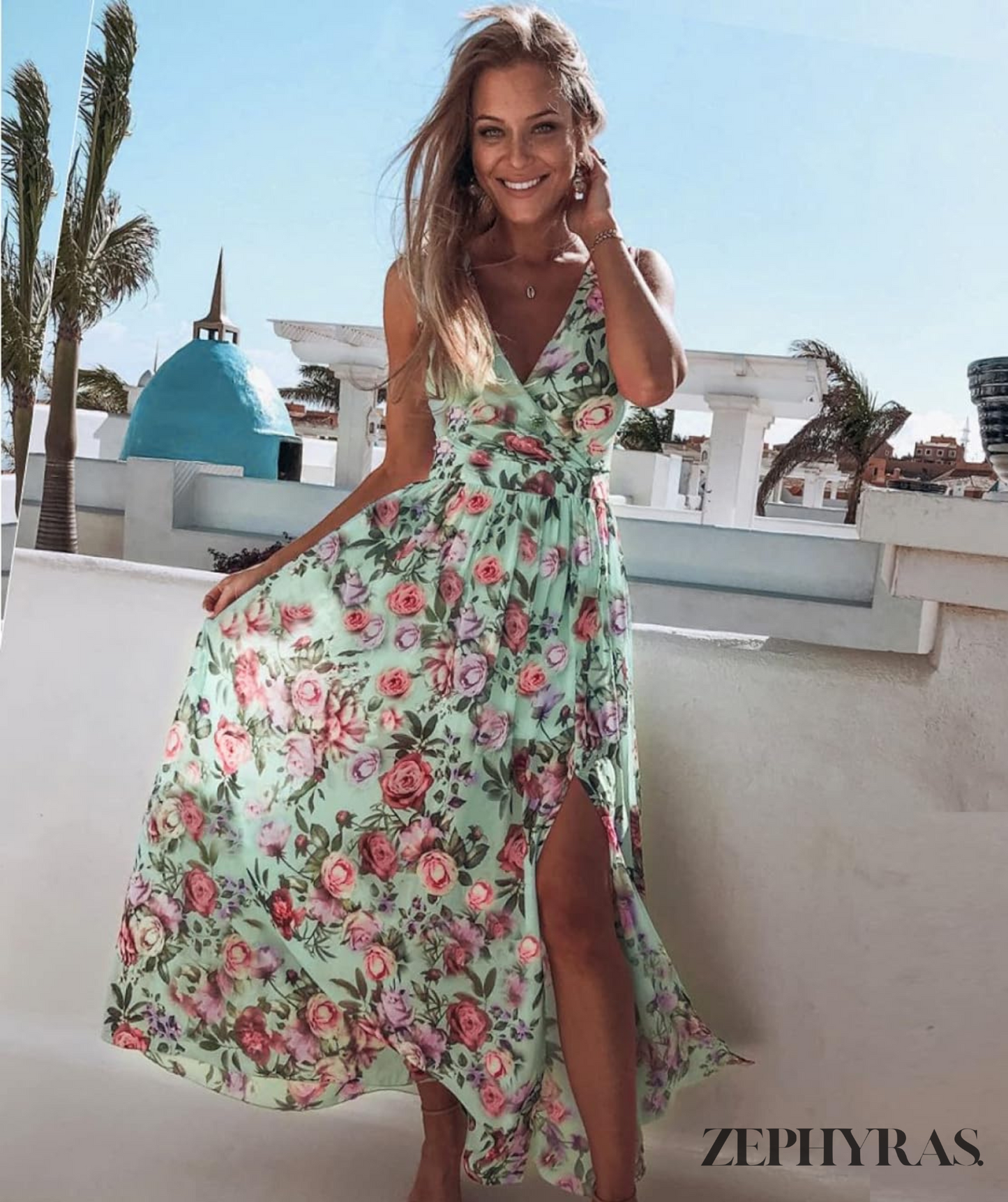 Maxi Kleid Damen Sommer mit Print