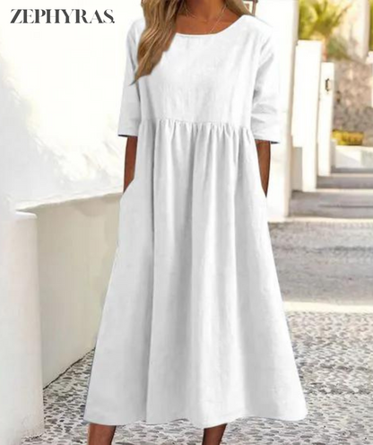 Stilvolle Damen Maxi Sommerkleid aus Leichter Baumwolle