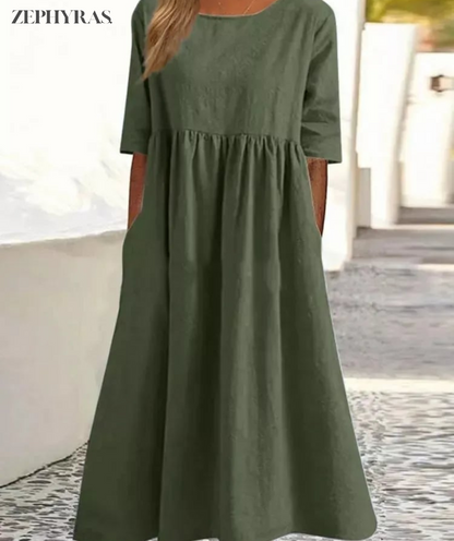 Stilvolle Damen Maxi Sommerkleid aus Leichter Baumwolle