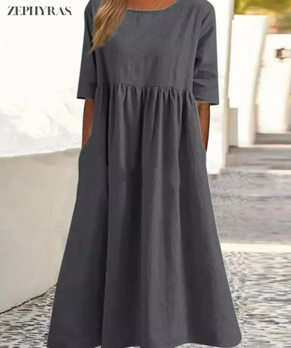 Stilvolle Damen Maxi Sommerkleid aus Leichter Baumwolle