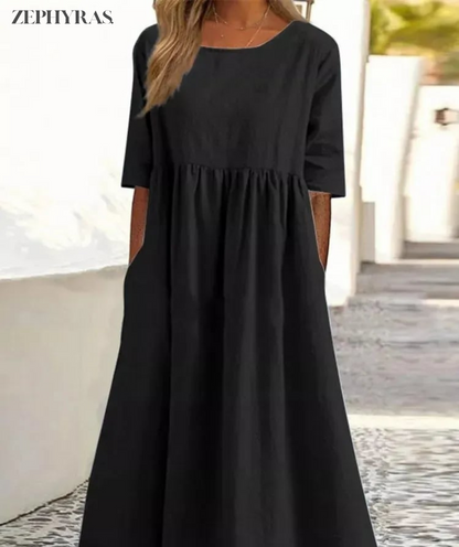 Stilvolle Damen Maxi Sommerkleid aus Leichter Baumwolle