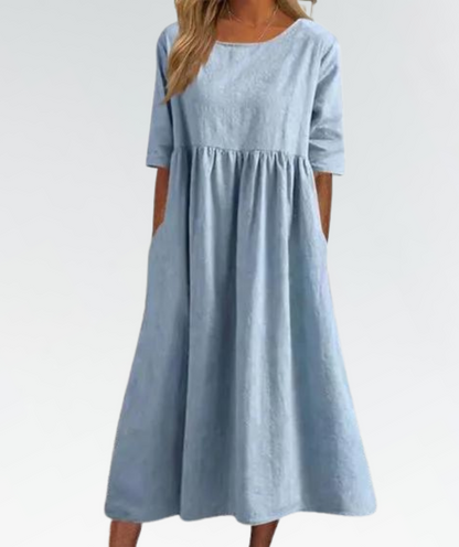 Stilvolle Damen Maxi Sommerkleid aus Leichter Baumwolle