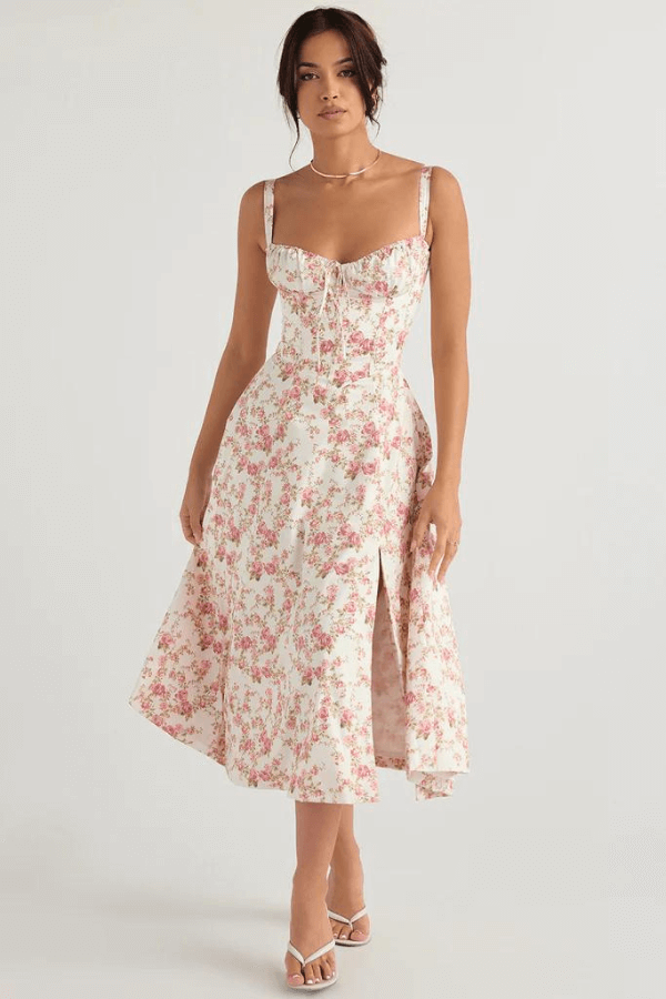 Midi-bustier-korsett-sonnenkleid für damen