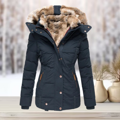 Damen Winterjacke - Gesteppt & Warm Gefüttert - Mit Kapuze & Fellfutter - Taillierte Passform