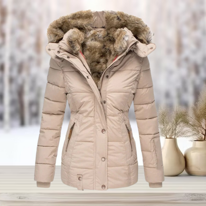 Damen Winterjacke – Warm Gefüttert – Taillierter Schnitt – Mit Kapuze und Kunstfell