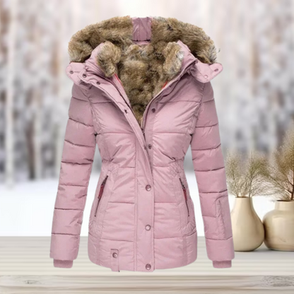 Damen Winterjacke – Warm Gefüttert – Taillierter Schnitt – Mit Kapuze und Kunstfell