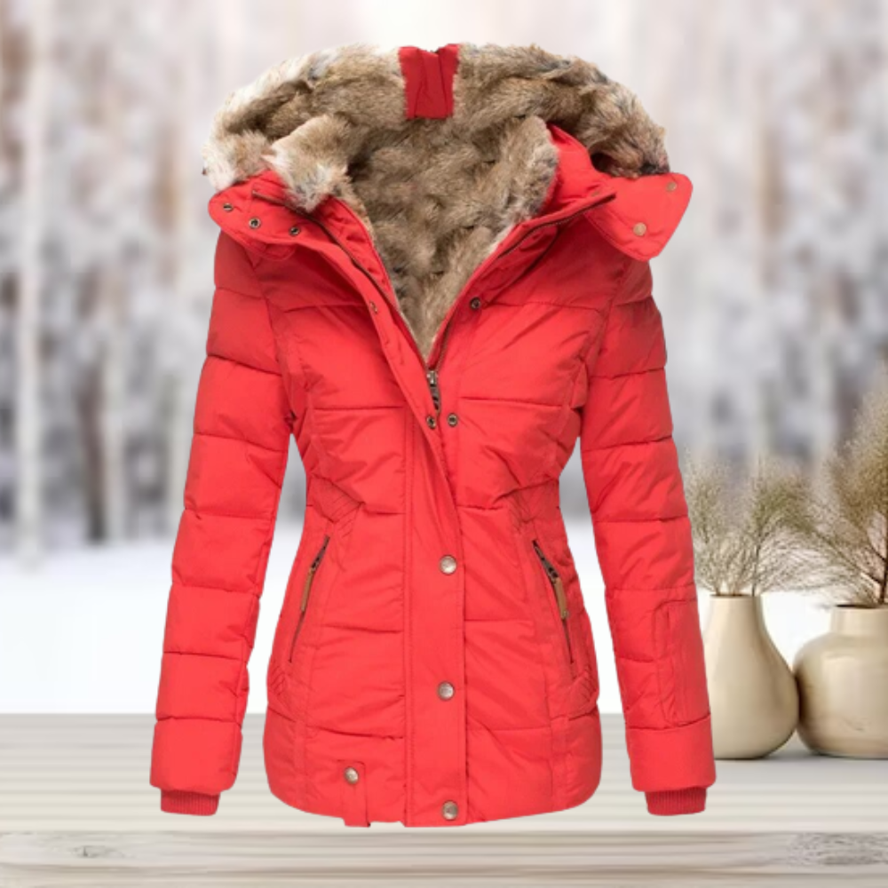 Damen Winterjacke – Warm Gefüttert – Taillierter Schnitt – Mit Kapuze und Kunstfell