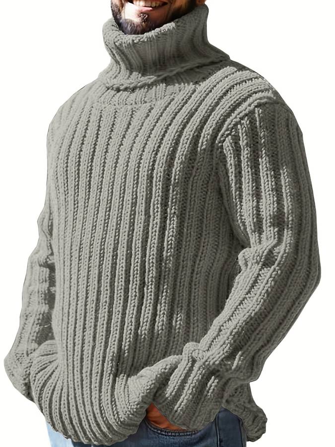 Herren Strickpullover – Grober Strick – Rollkragen – Warm & Bequem – Lockerer Sitz