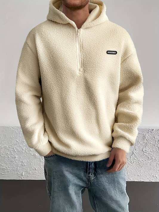 Herren Fleece Hoodie – Weiches Sherpa – Half-Zip – Bequemer Casual Look