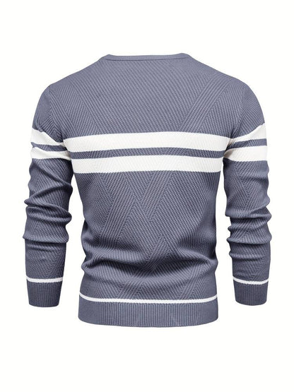 Herren Strickpullover – Rundhals – Strukturiertes Muster – Lange Ärmel – Bequeme Passform