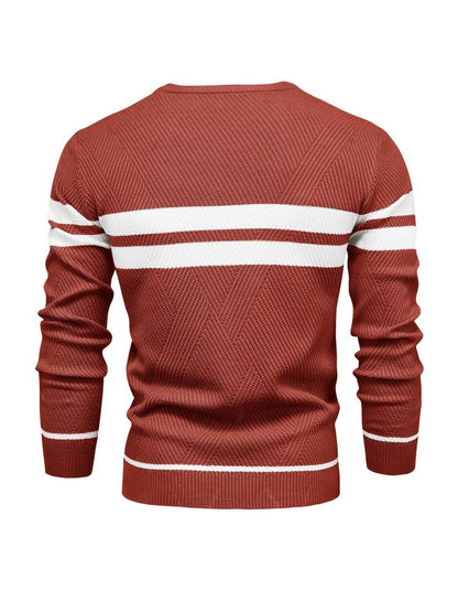 Herren Strickpullover – Rundhals – Strukturiertes Muster – Lange Ärmel – Bequeme Passform