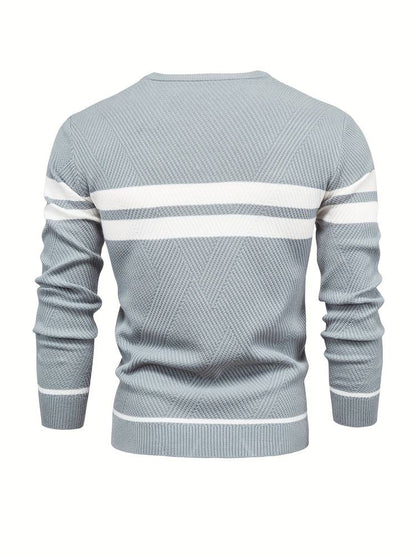 Herren Strickpullover – Rundhals – Strukturiertes Muster – Lange Ärmel – Bequeme Passform