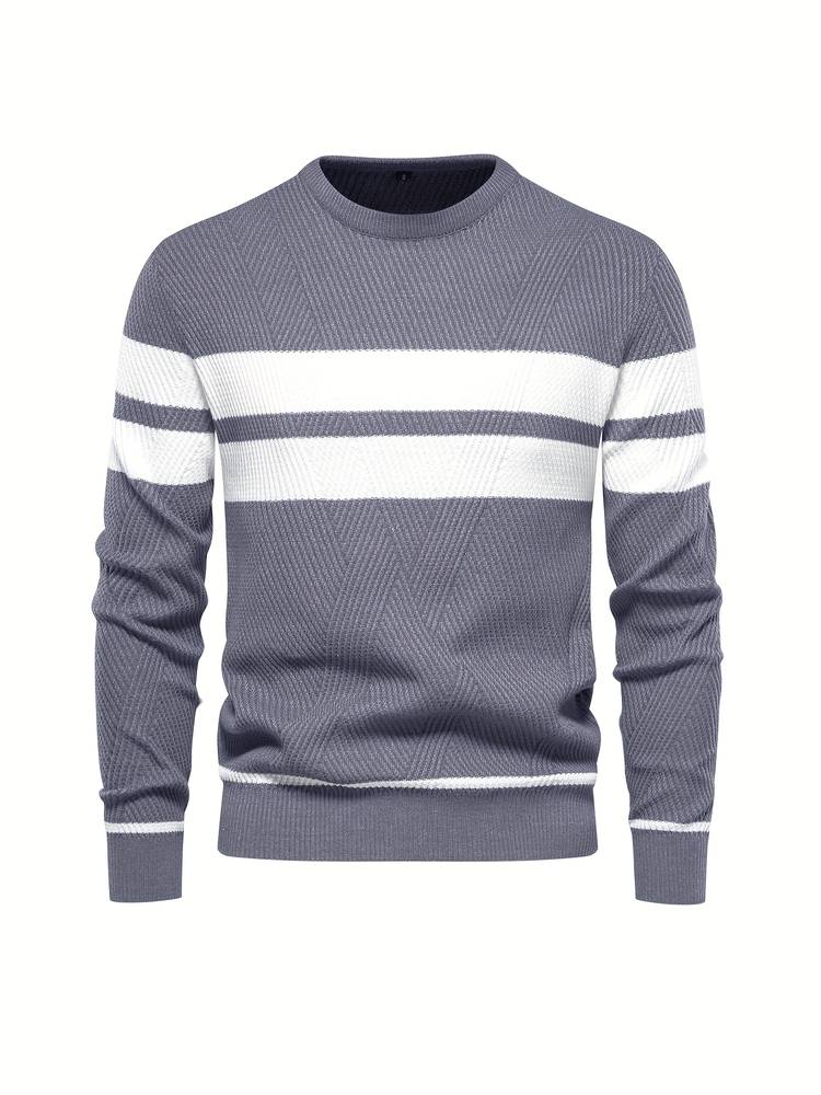 Herren Strickpullover – Rundhals – Strukturiertes Muster – Lange Ärmel – Bequeme Passform