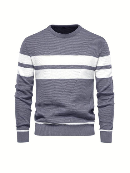 Herren Strickpullover – Rundhals – Strukturiertes Muster – Lange Ärmel – Bequeme Passform