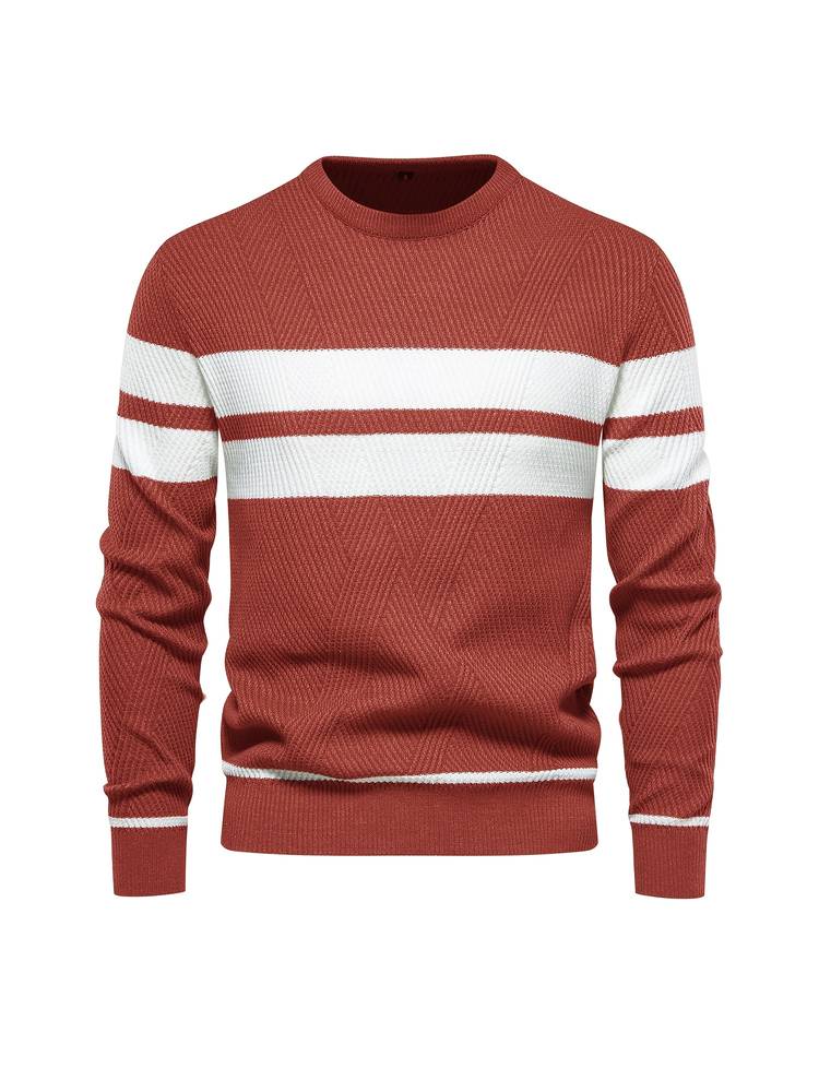 Herren Strickpullover – Rundhals – Strukturiertes Muster – Lange Ärmel – Bequeme Passform