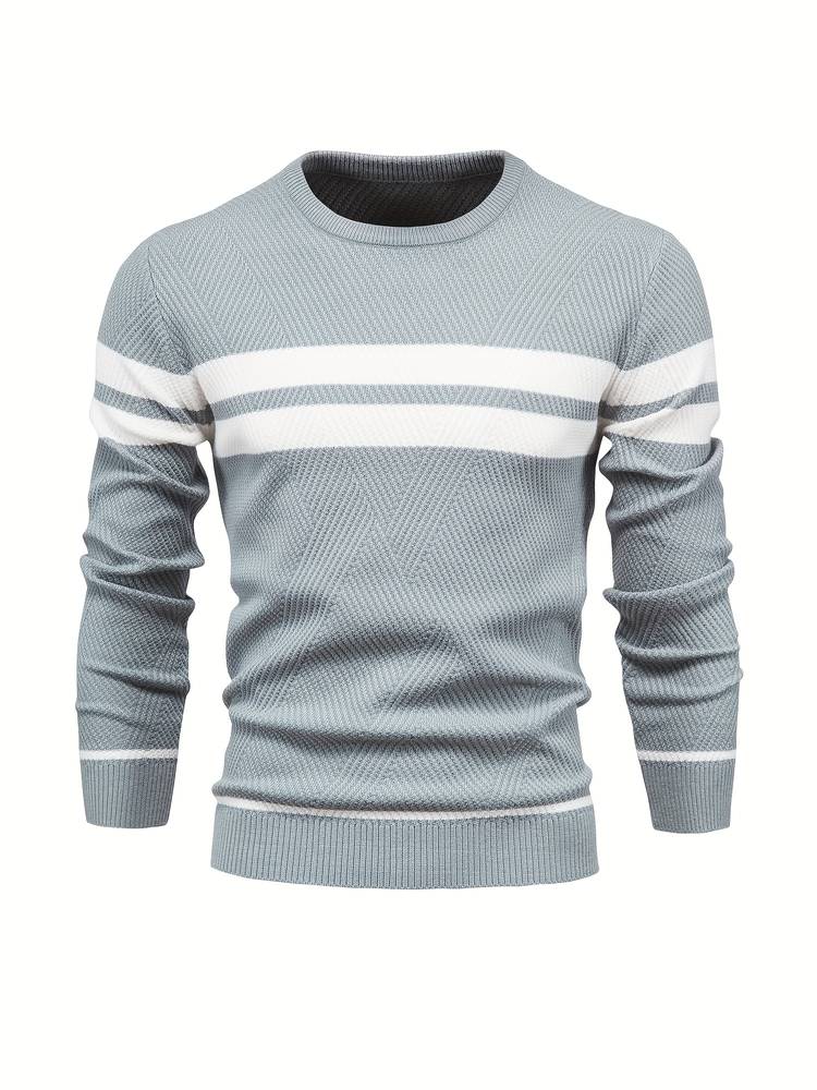 Herren Strickpullover – Rundhals – Strukturiertes Muster – Lange Ärmel – Bequeme Passform