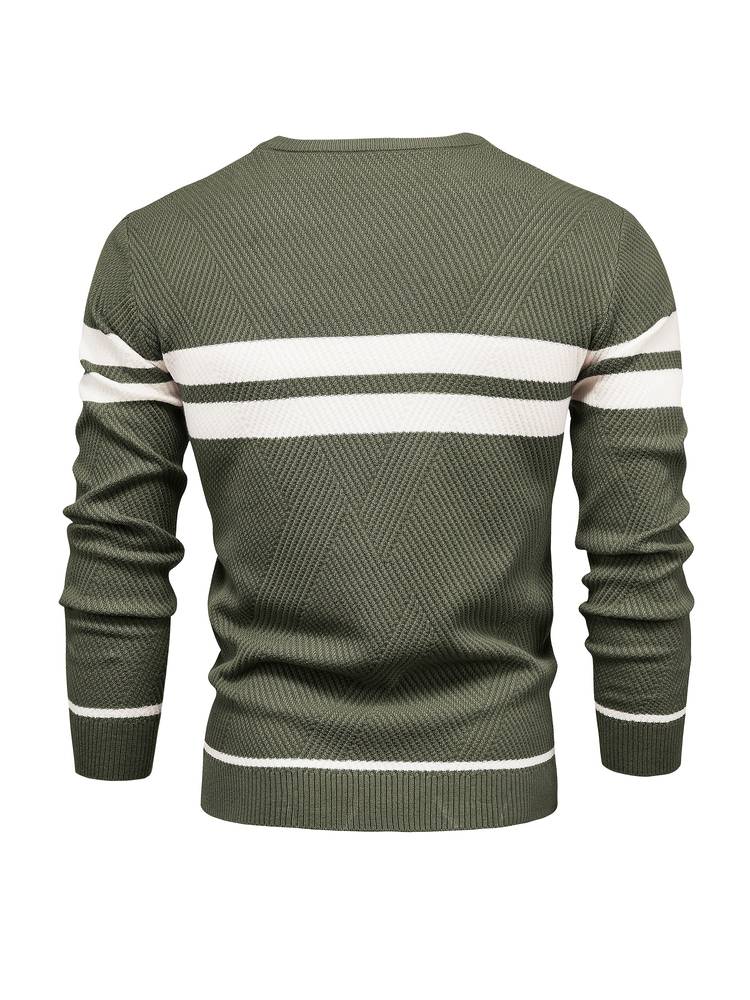 Herren Strickpullover – Rundhals – Strukturiertes Muster – Lange Ärmel – Bequeme Passform