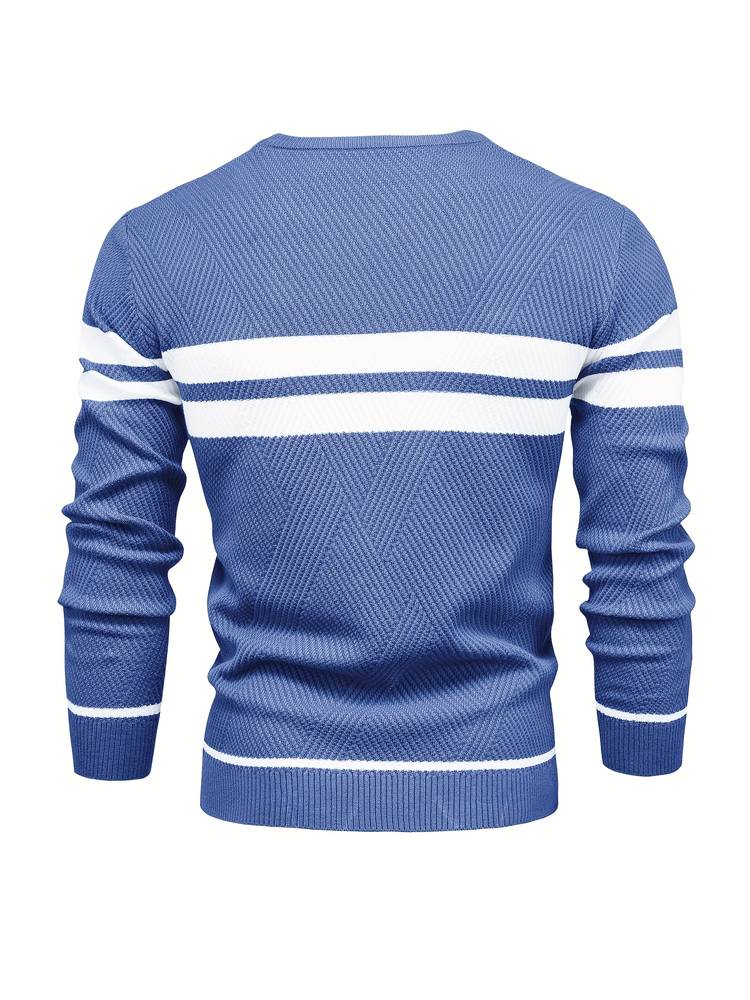 Herren Strickpullover – Rundhals – Strukturiertes Muster – Lange Ärmel – Bequeme Passform