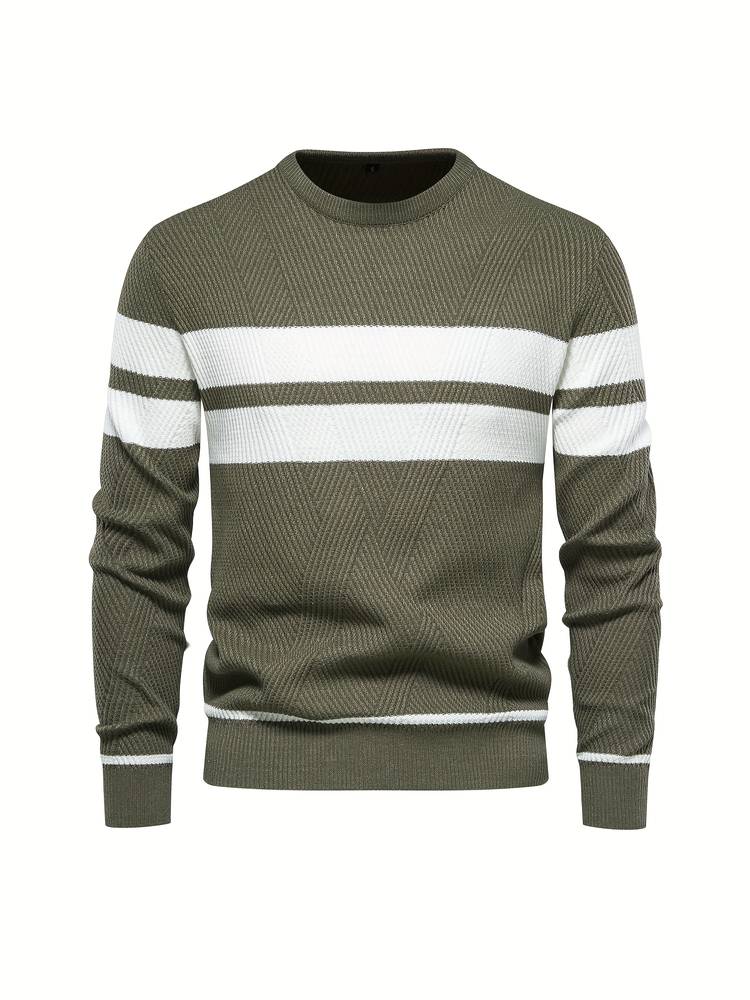 Herren Strickpullover – Rundhals – Strukturiertes Muster – Lange Ärmel – Bequeme Passform