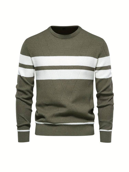 Herren Strickpullover – Rundhals – Strukturiertes Muster – Lange Ärmel – Bequeme Passform