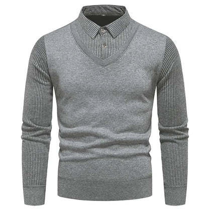 Herren Pullover – V-Ausschnitt mit Hemdeinsatz – Regular Fit – Eleganter Look