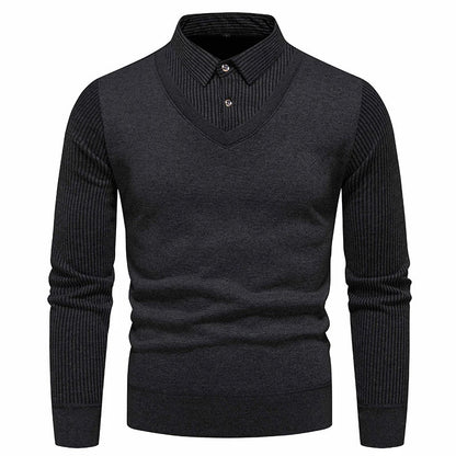 Herren Pullover – V-Ausschnitt mit Hemdeinsatz – Regular Fit – Eleganter Look