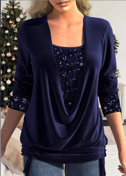 Damen Langarm Bluse mit Pailletten | Elegante & Bequeme Passform